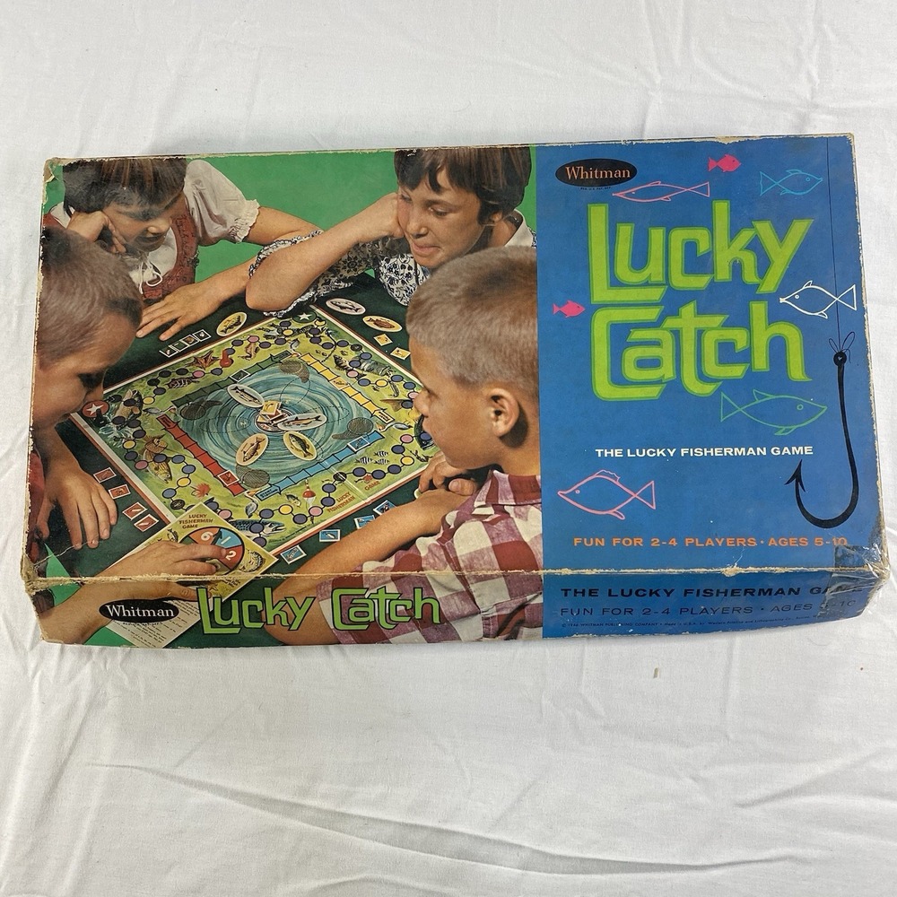 Vintage Lucky Catch Board Game Whitman 1966 Fisherman Game Incomplete